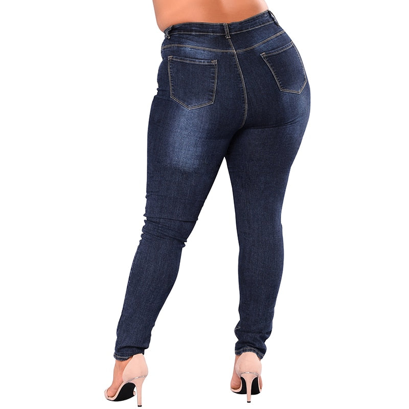 High Waist Jeans Femme Women 5XL 6XL 7XL Plus Size Leggings Blue Denim Skinny Jeans Pencil Pants Stretch Bodycon Slim Trousers - Plushlegacy